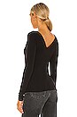 view 3 of 4 Brushed Supima Cotton Asymmetrical Neck Long Sleeve Top in Black