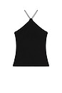 view 6 of 7 Silk Rib Halter Tank in Black
