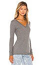 view 2 of 4 Fitted Long Sleeve V-Neck Top in Graphite Heather