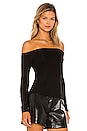 view 2 of 4 Silk Rib Off the Shoulder Long Sleeve Top in Black
