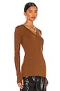 view 2 of 4 Cashmere Cuffed Long Sleeve V-Neck Top in Mahogany