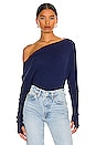 view 1 of 4 Cashmere Cuffed Off the Shoulder Long Sleeve in French Navy
