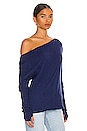 view 2 of 4 Cashmere Cuffed Off the Shoulder Long Sleeve in French Navy