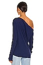 view 3 of 4 Cashmere Cuffed Off the Shoulder Long Sleeve in French Navy