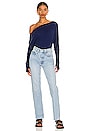 view 4 of 4 Cashmere Cuffed Off the Shoulder Long Sleeve in French Navy