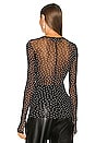 view 3 of 4 Mesh Long Sleeve Top in Black & White Dot