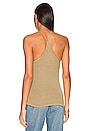 view 3 of 4 Silk Rib Halter Tank in Pale Army