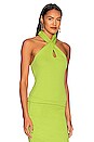 view 2 of 4 Puckered Knit Twist Halter in Lime