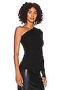 view 2 of 4 Silk Knit Angled One Shoulder Top in Black