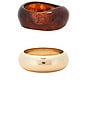 view 3 of 3 Chunky Bangles Set Of 2 in Amber & Gold