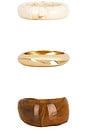 view 5 of 6 BRACELETS ASSORTIS in Cream, Cayenne Acrylic & Gold
