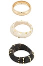 view 4 of 6 Studded Bangles Set Of 3 in Brown, White & Gold