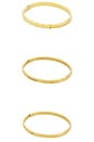 view 4 of 6 Thin Crystal & Croissant Bracelets Set Of 3 in Gold