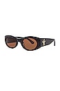 view 2 of 3 Suede Sunglasses in Black Polished & Bronze Amber