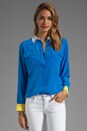 view 1 of 4 Slim Signature Colorblock Blouse in Electric Blue