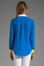 view 2 of 4 Slim Signature Colorblock Blouse in Electric Blue