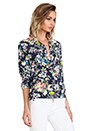 view 2 of 6 Slim Signature Floral Demonstration Blouse in Peacoat