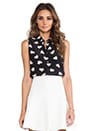 view 1 of 5 Colleen Modest Heart Blouse in Black & Nude