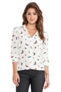 view 1 of 5 Reese Complex Insect Print Blouse in Nature White