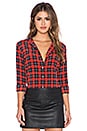 view 1 of 4 St. Trinians Slim Signature Button Up Top in Cherry Red Multi