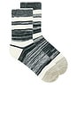 view 1 of 2 Cotton Heather Stripe Sock in Forest