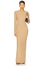 view 1 of 3 Long Sleeve Crewneck Maxi Dress in Taupe