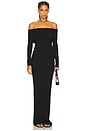view 1 of 3 Long Sleeve Off-Shoulder Butter Rib Maxi Dress in Black