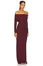 view 2 of 3 Long Sleeve Off-Shoulder Butter Rib Maxi Dress in Oxblood