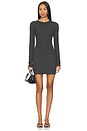 view 1 of 3 Long Sleeve Crewneck Butter Rib Mini Dress in Heather Charcoal