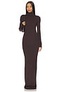 view 1 of 3 Long Sleeve Turtleneck Soft Jersey Maxi Dress in Espresso