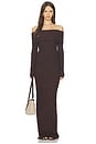 view 1 of 3 Long Sleeve Off Shoulder Maxi Dress in Espresso