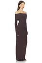 view 2 of 3 Long Sleeve Off Shoulder Maxi Dress in Espresso