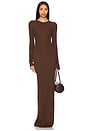 view 1 of 3 Long Sleeve Crewneck Maxi Dress in Chocolate