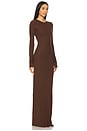 view 2 of 3 Long Sleeve Crewneck Maxi Dress in Chocolate