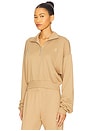 view 2 of 4 Cropped French Terry Half-zip Sweatshirt in Taupe