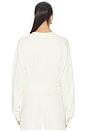 view 3 of 5 Cropped V-neck Sweatshirt in Cream