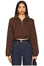 view 1 of 4 Cropped Half Zip Sweatshirt in Chocolate