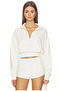 view 1 of 5 Cropped Half-zip Sweatshirt in Bone