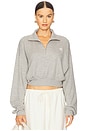 view 1 of 4 Cropped Half Zip Sweatshirt in Heather Grey