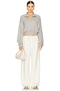 view 4 of 4 Cropped Half Zip Sweatshirt in Heather Grey