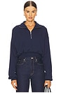 view 1 of 4 Cropped Half Zip Sweatshirt in Navy