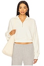view 1 of 5 Cropped Half Zip Sweatshirt in Cream