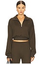 view 1 of 5 Cropped Half Zip Sweatshirt in Moss