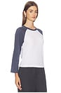 view 2 of 4 Cotton Baseball Tee in Ivory & Washed Navy
