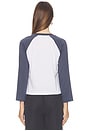 view 3 of 4 Cotton Baseball Tee in Ivory & Washed Navy
