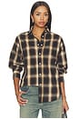view 1 of 4 Ford Yarndye Plaid Top in Mushroom & Black