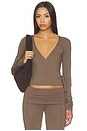 view 1 of 4 Soft Jersey Wrap Top in Mushroom