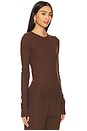 view 2 of 4 Long Sleeve Fitted Top in Chocolate
