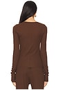view 3 of 4 Long Sleeve Fitted Top in Chocolate