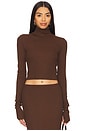 view 1 of 4 Cropped Fitted Turtleneck Top in Chocolate